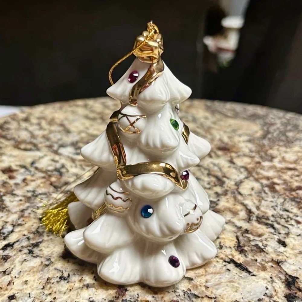 Lenox~2001 Jeweled Christmas Tree Ceramic Ornament W/ Colored Jewels & Gold Trim - Picture 11 of 12
